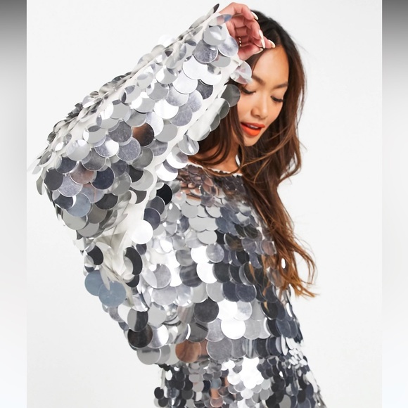 SOLD OUT!!!!  ASOS large sequins dress silver - Picture 3 of 5